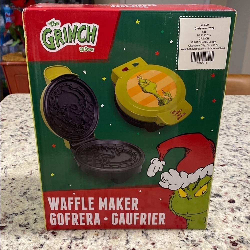 New The Grinch Waffle Maker in the box